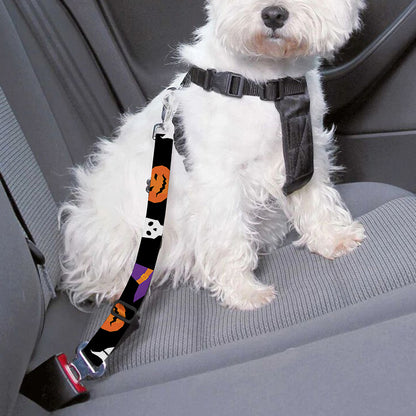 Happy Halloween Ghost Pattern Print Dog Seat Belt