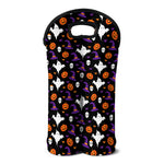 Happy Halloween Ghost Pattern Print Double Neoprene Wine Tote
