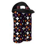 Happy Halloween Ghost Pattern Print Double Neoprene Wine Tote