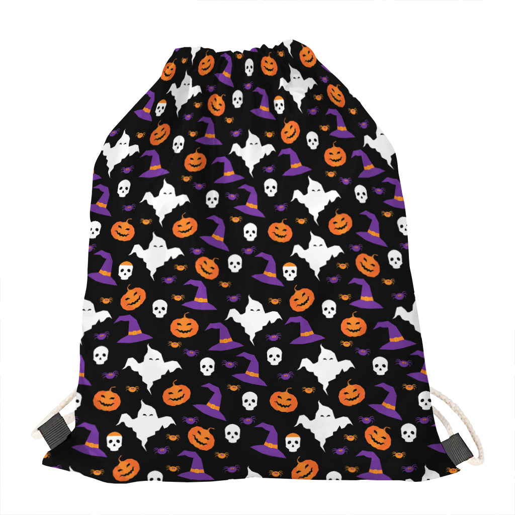 Happy Halloween Ghost Pattern Print Drawstring Bag