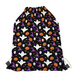 Happy Halloween Ghost Pattern Print Drawstring Bag