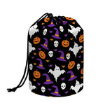 Happy Halloween Ghost Pattern Print Drawstring Makeup Bag