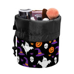 Happy Halloween Ghost Pattern Print Drawstring Makeup Bag