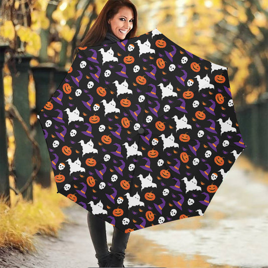 Happy Halloween Ghost Pattern Print Foldable Umbrella