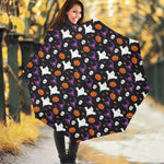 Happy Halloween Ghost Pattern Print Foldable Umbrella