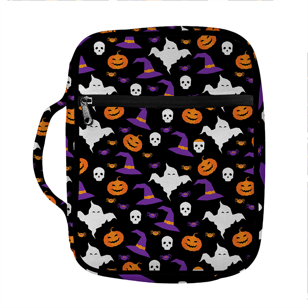 Happy Halloween Ghost Pattern Print Front Pocket Bible Bag