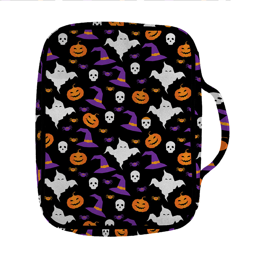 Happy Halloween Ghost Pattern Print Front Pocket Bible Bag
