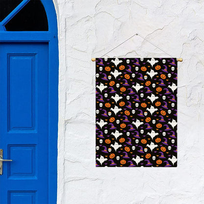 Happy Halloween Ghost Pattern Print Garden Flag