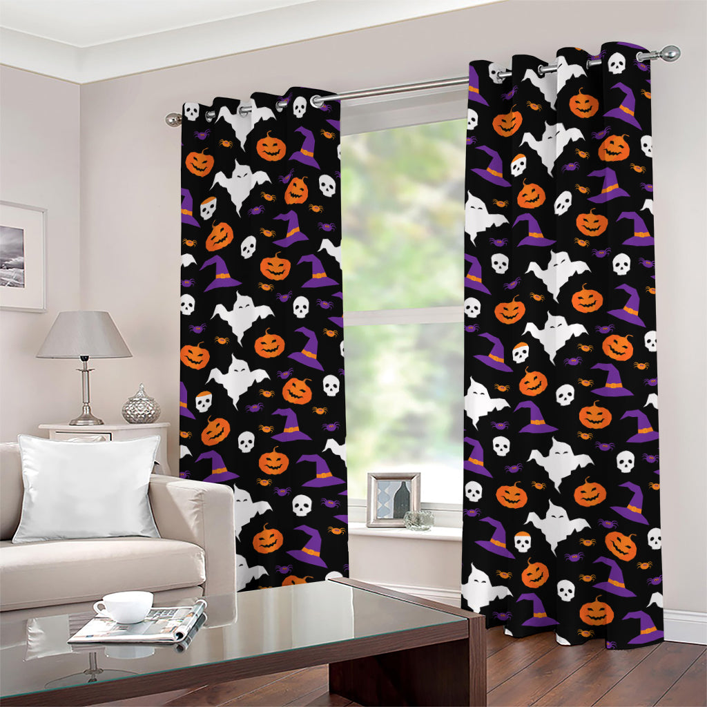 Happy Halloween Ghost Pattern Print Grommet Curtains