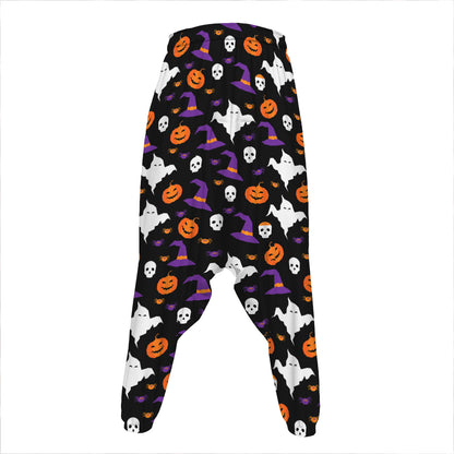 Happy Halloween Ghost Pattern Print Hammer Pants