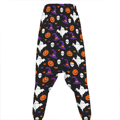 Happy Halloween Ghost Pattern Print Hammer Pants