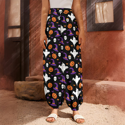 Happy Halloween Ghost Pattern Print Harem Pants