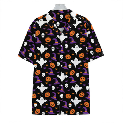 Happy Halloween Ghost Pattern Print Hawaiian Shirt