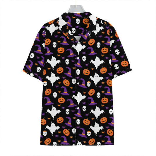 Happy Halloween Ghost Pattern Print Hawaiian Shirt
