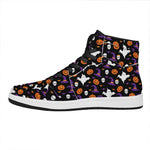 Happy Halloween Ghost Pattern Print High Top Leather Sneakers