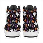 Happy Halloween Ghost Pattern Print High Top Leather Sneakers
