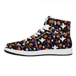 Happy Halloween Ghost Pattern Print High Top Leather Sneakers