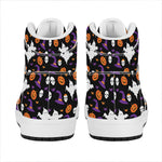 Happy Halloween Ghost Pattern Print High Top Leather Sneakers