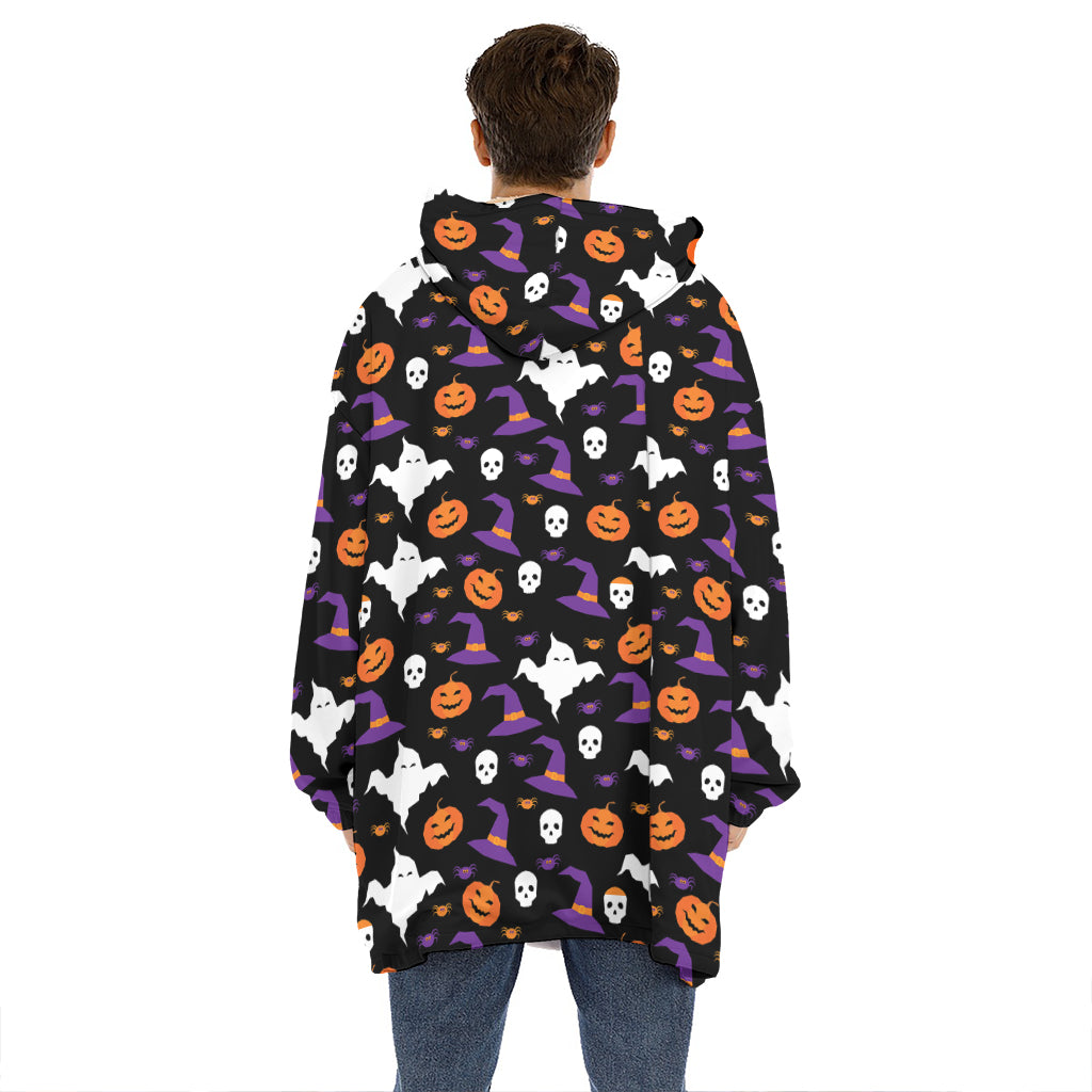 Happy Halloween Ghost Pattern Print Hoodie Blanket