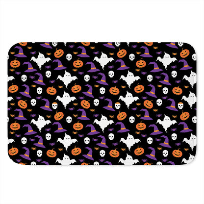 Happy Halloween Ghost Pattern Print Indoor Door Mat