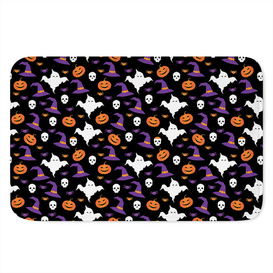 Happy Halloween Ghost Pattern Print Indoor Door Mat