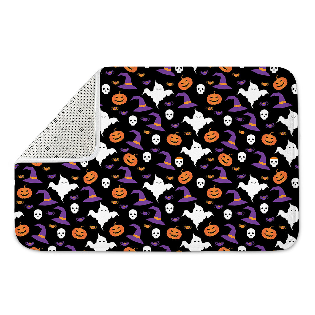Happy Halloween Ghost Pattern Print Indoor Door Mat