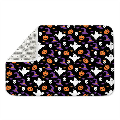 Happy Halloween Ghost Pattern Print Indoor Door Mat