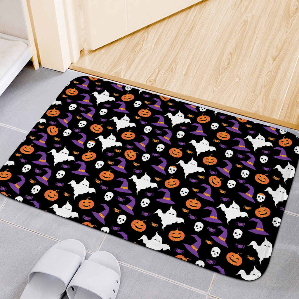 Happy Halloween Ghost Pattern Print Indoor Door Mat