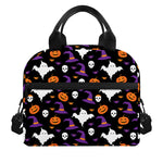 Happy Halloween Ghost Pattern Print Insulated Lunch Bag