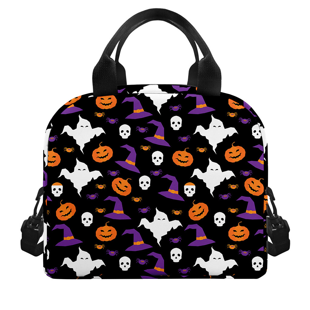 Happy Halloween Ghost Pattern Print Insulated Lunch Bag