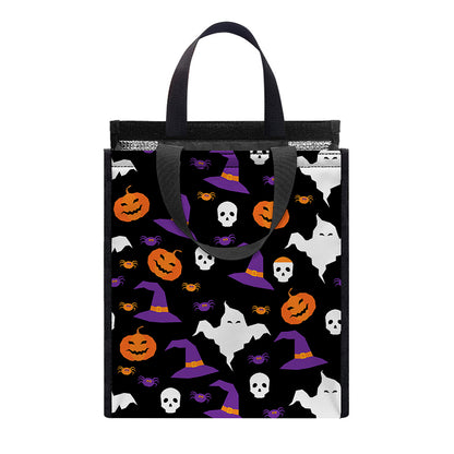 Happy Halloween Ghost Pattern Print Insulated Lunch Tote