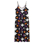 Happy Halloween Ghost Pattern Print Jersey Midi Cami Dress
