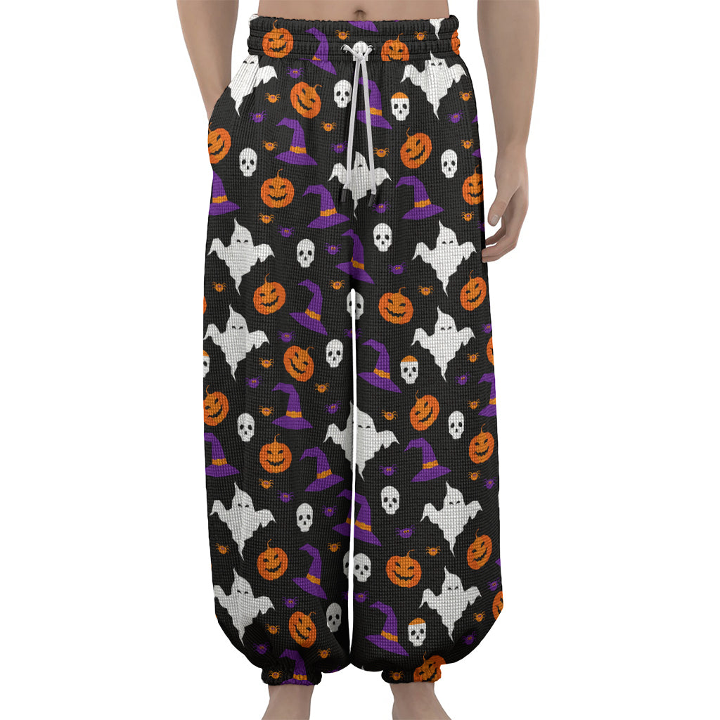 Happy Halloween Ghost Pattern Print Lantern Pants