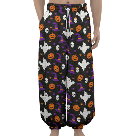 Happy Halloween Ghost Pattern Print Lantern Pants