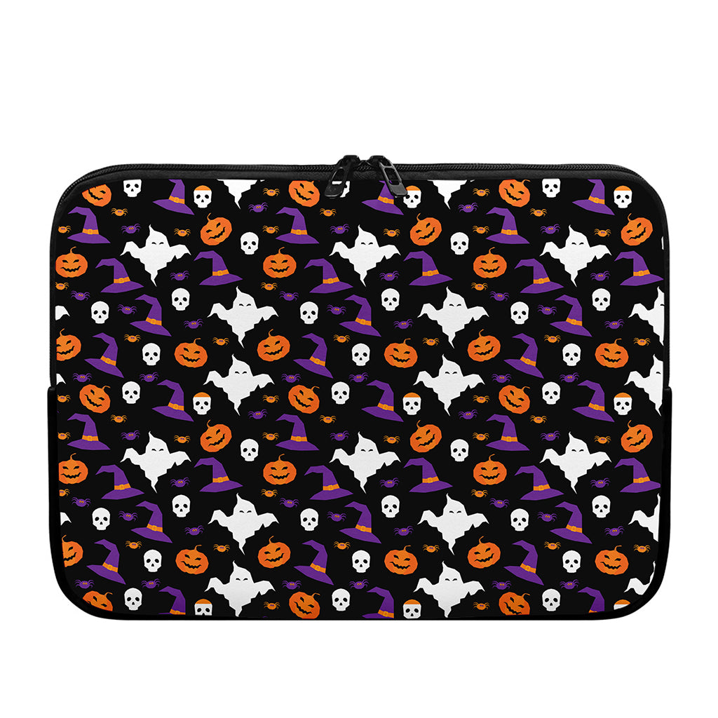 Happy Halloween Ghost Pattern Print Laptop Sleeve