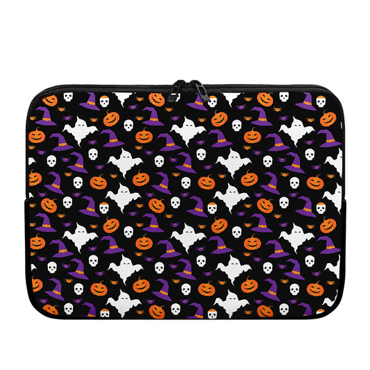 Happy Halloween Ghost Pattern Print Laptop Sleeve