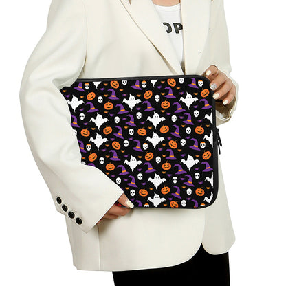 Happy Halloween Ghost Pattern Print Laptop Sleeve