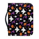Happy Halloween Ghost Pattern Print Leather Bible Cover