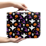 Happy Halloween Ghost Pattern Print Leather Bible Cover