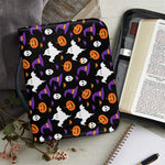 Happy Halloween Ghost Pattern Print Leather Bible Cover