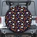 Happy Halloween Ghost Pattern Print Leather Spare Tire Cover