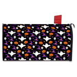 Happy Halloween Ghost Pattern Print Mailbox Cover