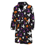 Happy Halloween Ghost Pattern Print Men's Bathrobe