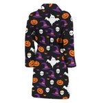 Happy Halloween Ghost Pattern Print Men's Bathrobe