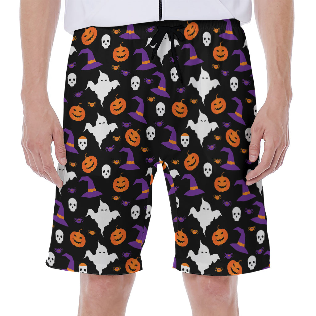 Happy Halloween Ghost Pattern Print Men's Beach Shorts
