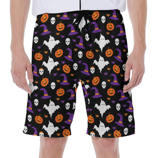 Happy Halloween Ghost Pattern Print Men's Beach Shorts
