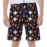 Happy Halloween Ghost Pattern Print Men's Beach Shorts