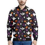 Happy Halloween Ghost Pattern Print Men's Bomber Jacket