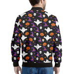 Happy Halloween Ghost Pattern Print Men's Bomber Jacket