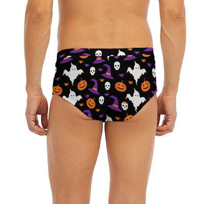 Happy Halloween Ghost Pattern Print Men's Briefs
